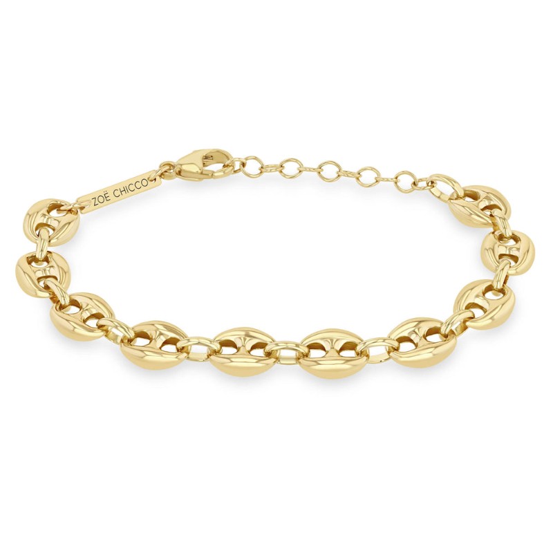 14K Yellow Gold Large Puffed Mariner Bracelet