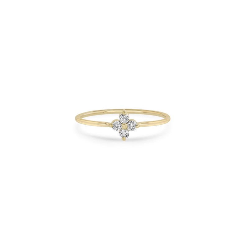 14K Yellow Gold Four Stone Cluster Prong Set Ring