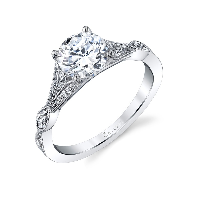Round Cut Unique Vintage Engagement Ring - Renee