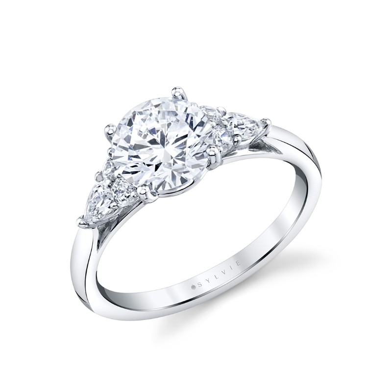 Round Cut Multi Side Stone Engagement Ring - Hermoine