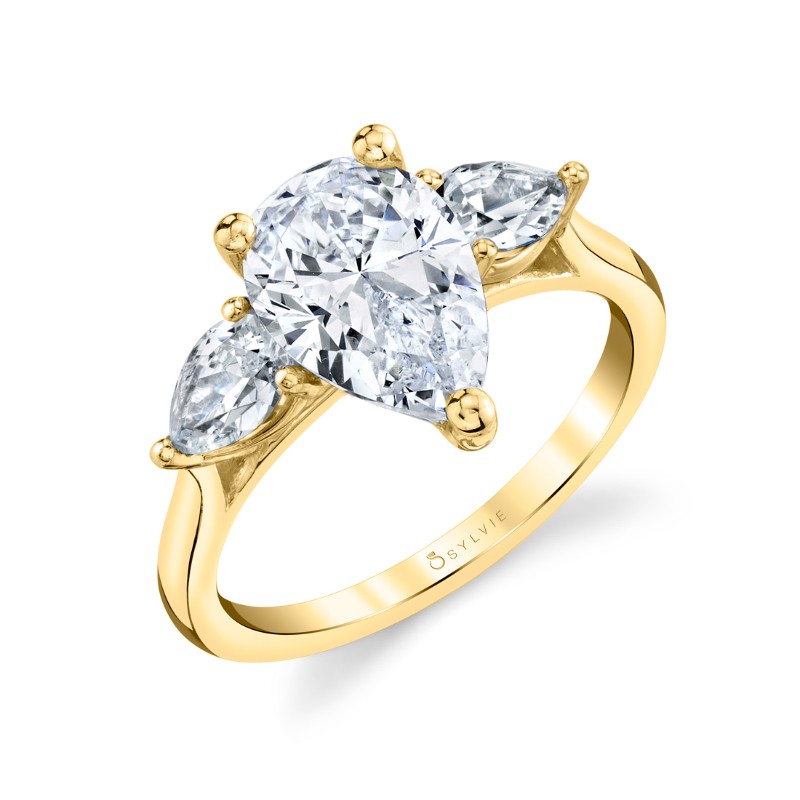 Pear Shaped 1.5 Ct Three Stone Engagement Ring - Martine