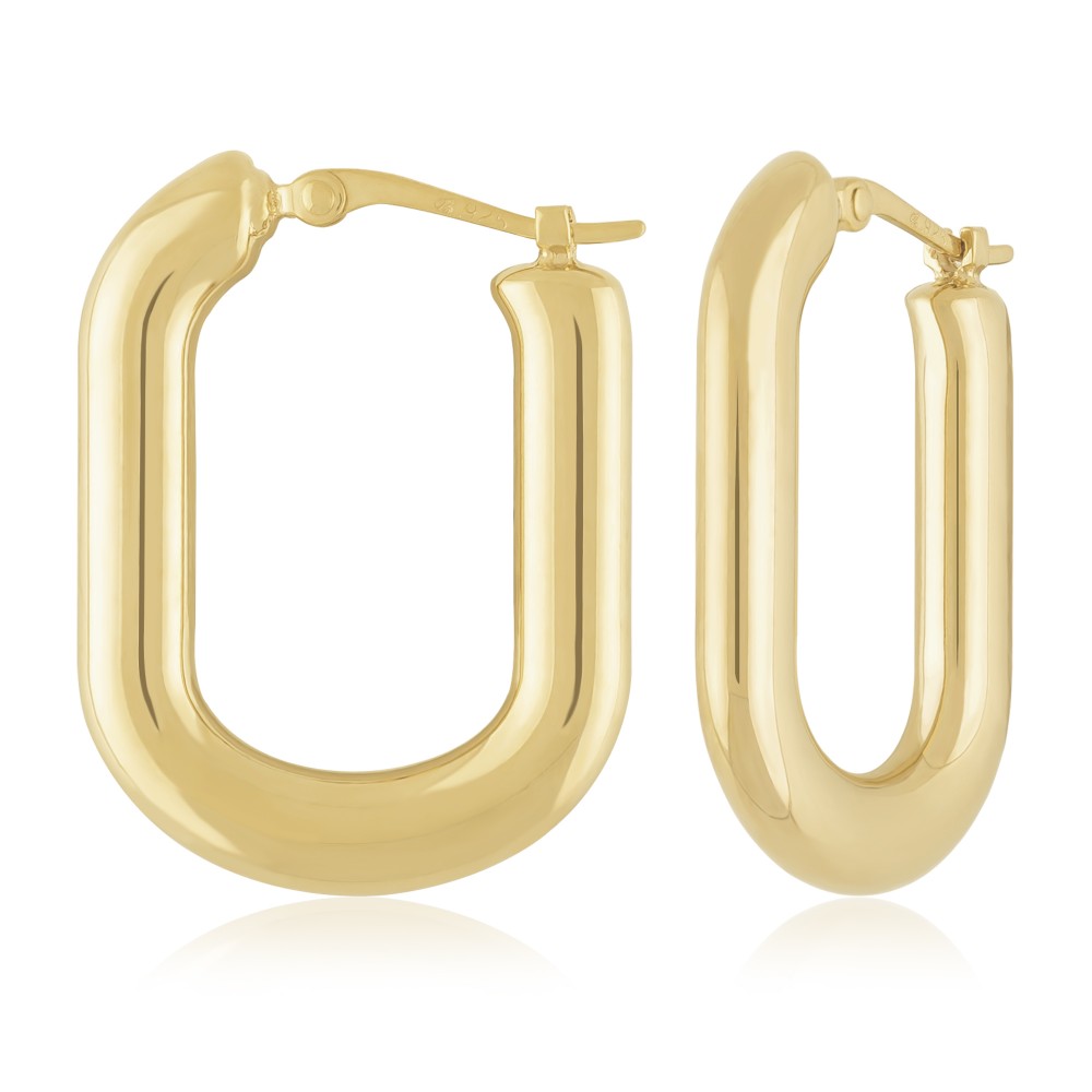14k Medium Flat Oval Hoop Earrings