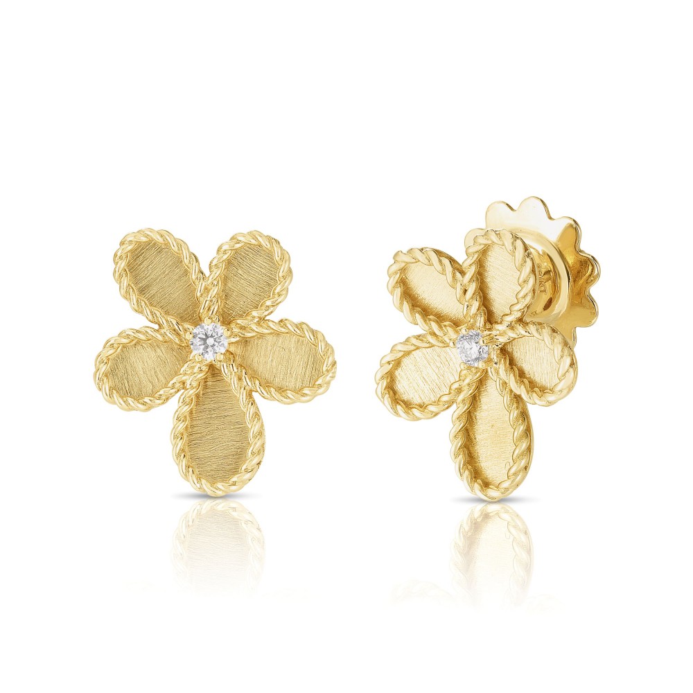 18K Yellow Gold Jasmine Flower Earrings