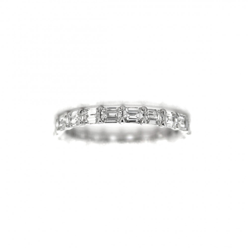 PLATINUM EMERALD CUT DIAMOND EAST WEST SET ETERNITY BAND SIZE 6