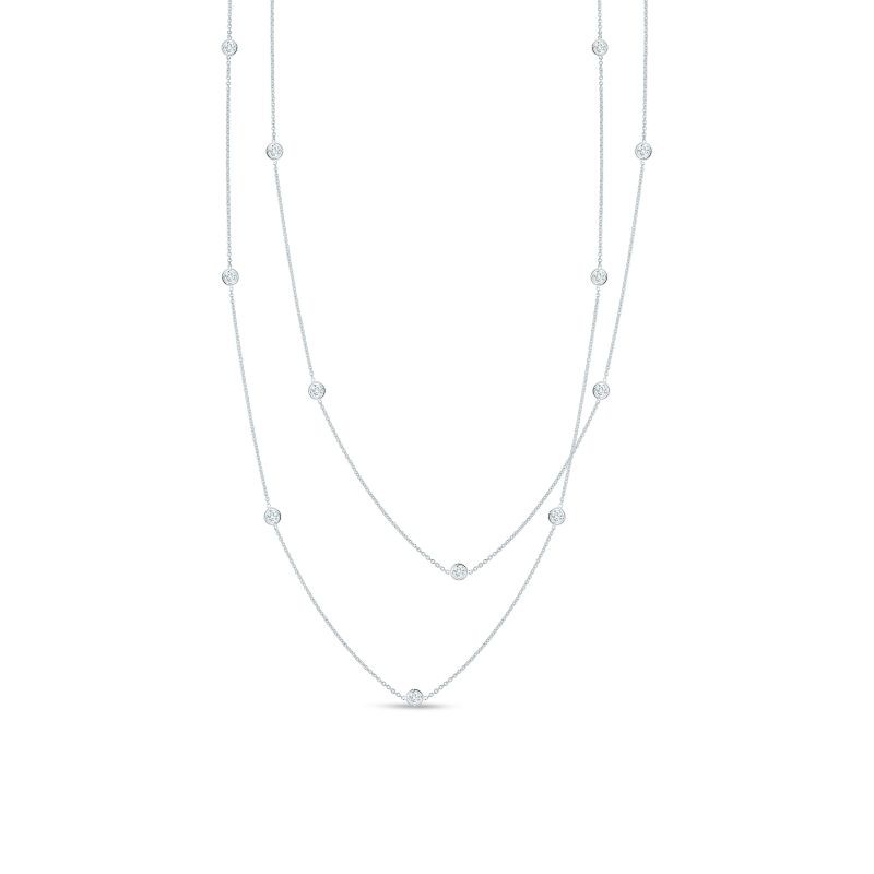 Roberto Coin  White Gold 5 Station Diamonds By The Inch Necklace