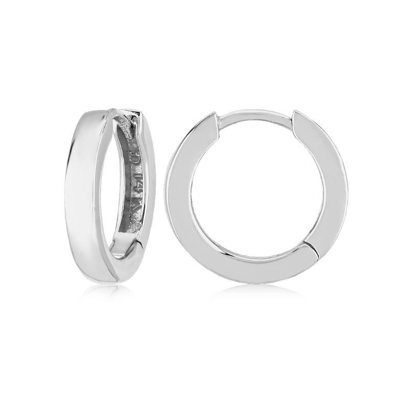 14K White Gold Hinged Hoop Earrings BY PD Collection