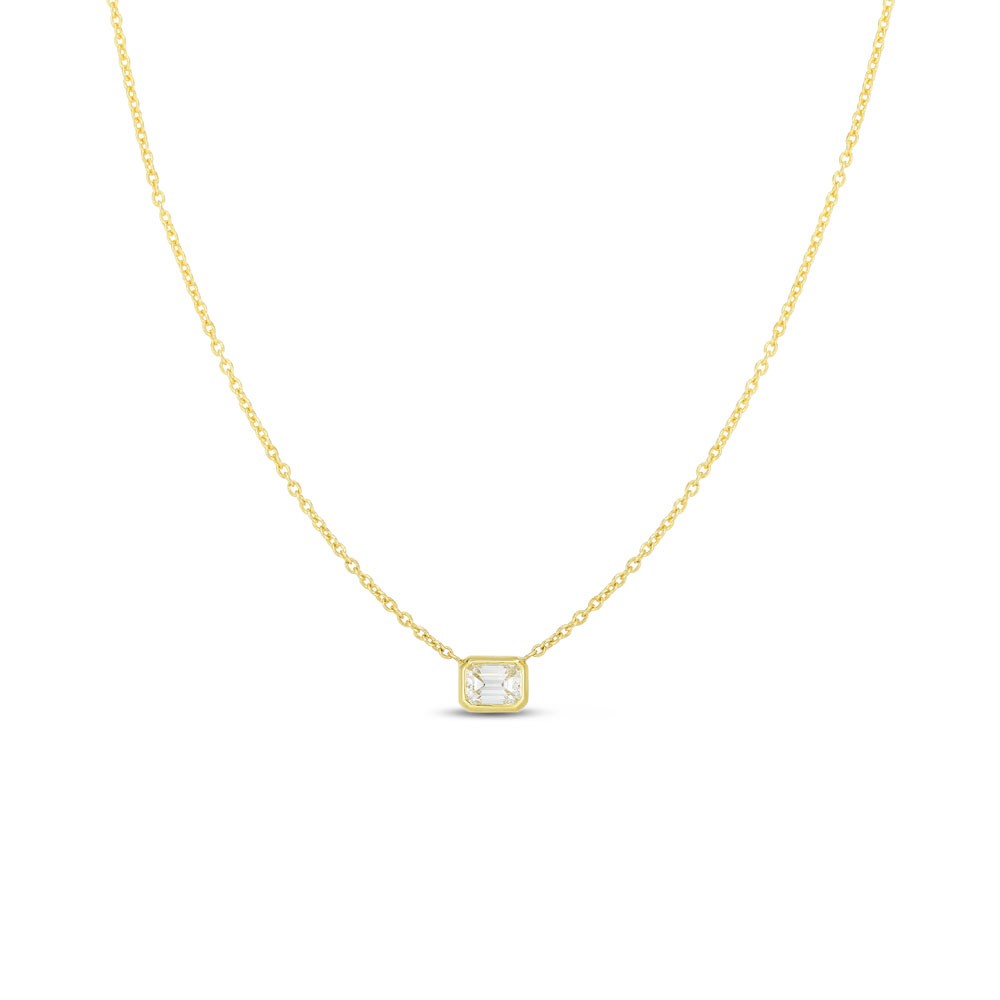 Roberto Coin 18 Karat Yellow Gold Emerald Cut Diamond Necklace