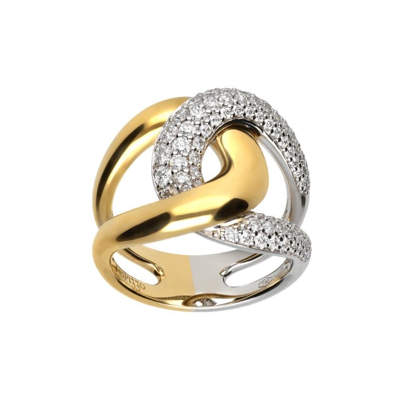 Leo Pizzo 18K Yellow And White Gold Two Tone Loop Ring