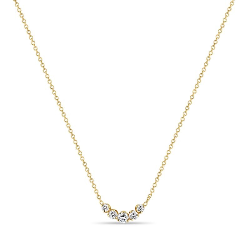 14k Diamond Curved Bar Necklace By Zoe Chicco