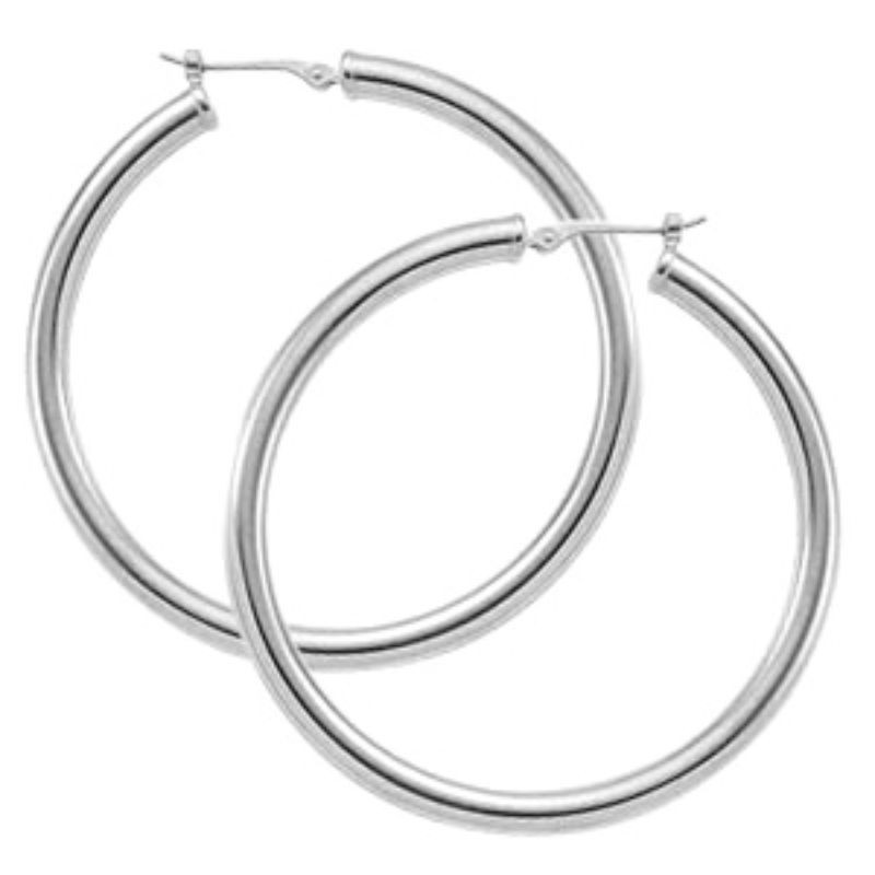 Pd Collection Ss 3X40Mm S/D Tube Hoop Earrings
