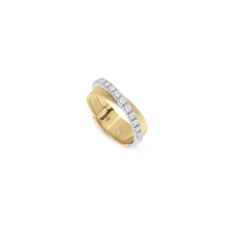 Marco Bicego 18K Yellow Gold Masai Collection Two Strand Ring With .39Ctw Diamonds Size 7