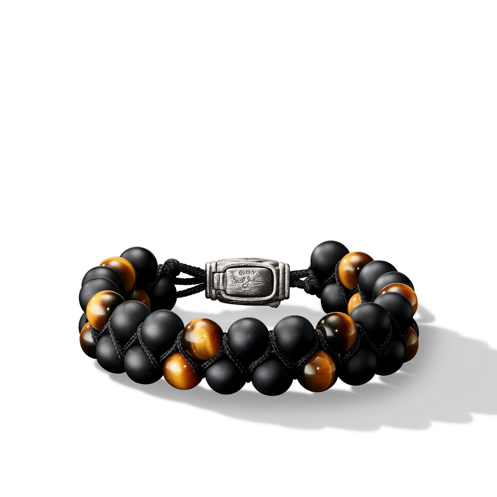 Spiritual Beads Two-Row Bracelet with Black Onyx and Tigers Eye