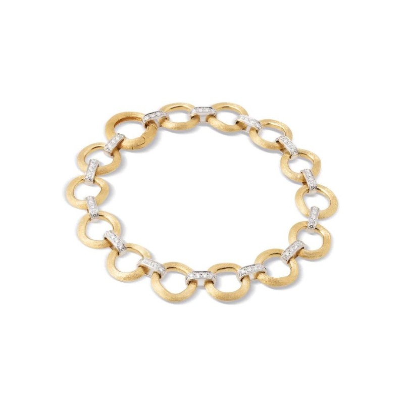 Marco Bicego 18K Yellow & White Gold Flat-Link Single Row Diamond Bracelet