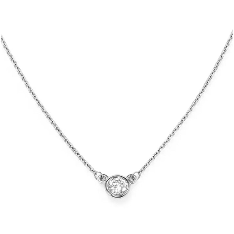 14K White Gold 3.4Mm Solitaire Necklace 18 By PD Collection