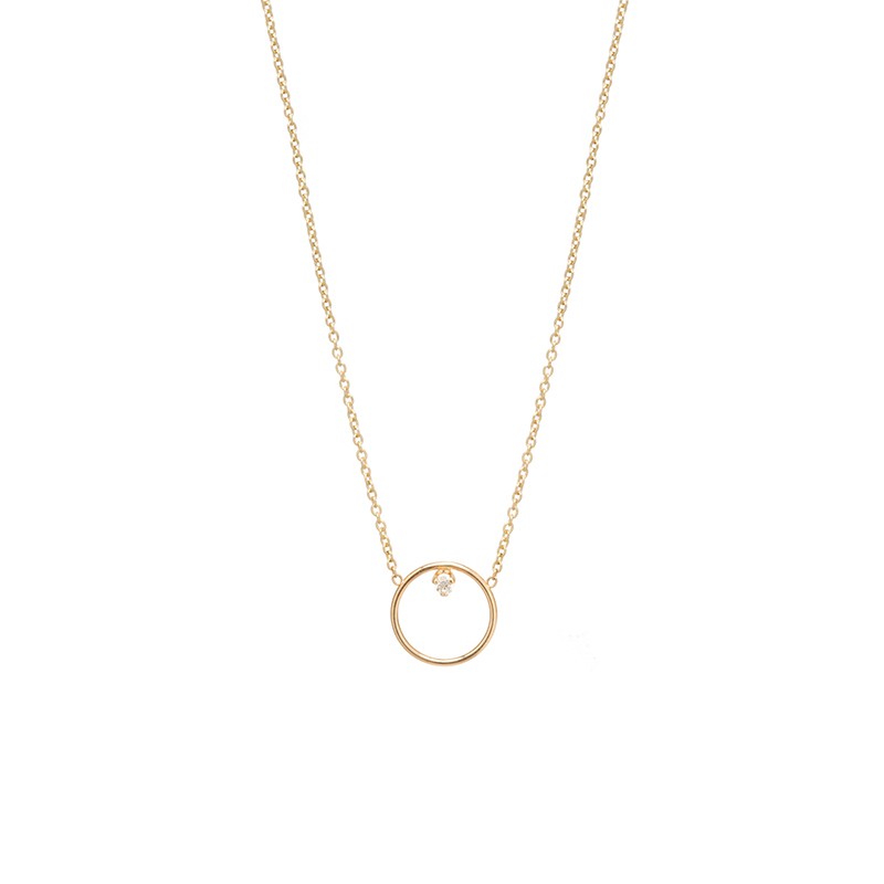 Zoe Chicco medium single diamond circle necklace