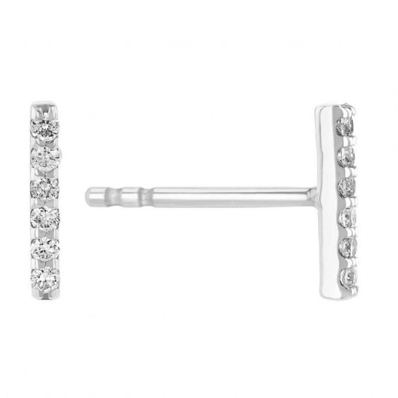 PD Collection Diamond Bar Stud Earrings