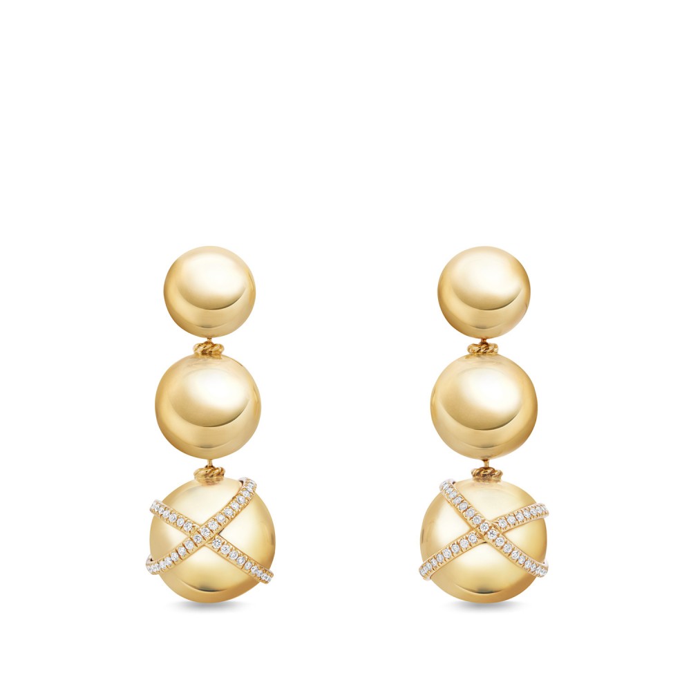 Solari Triple Drop Earring with Diamonds in 18K Gold