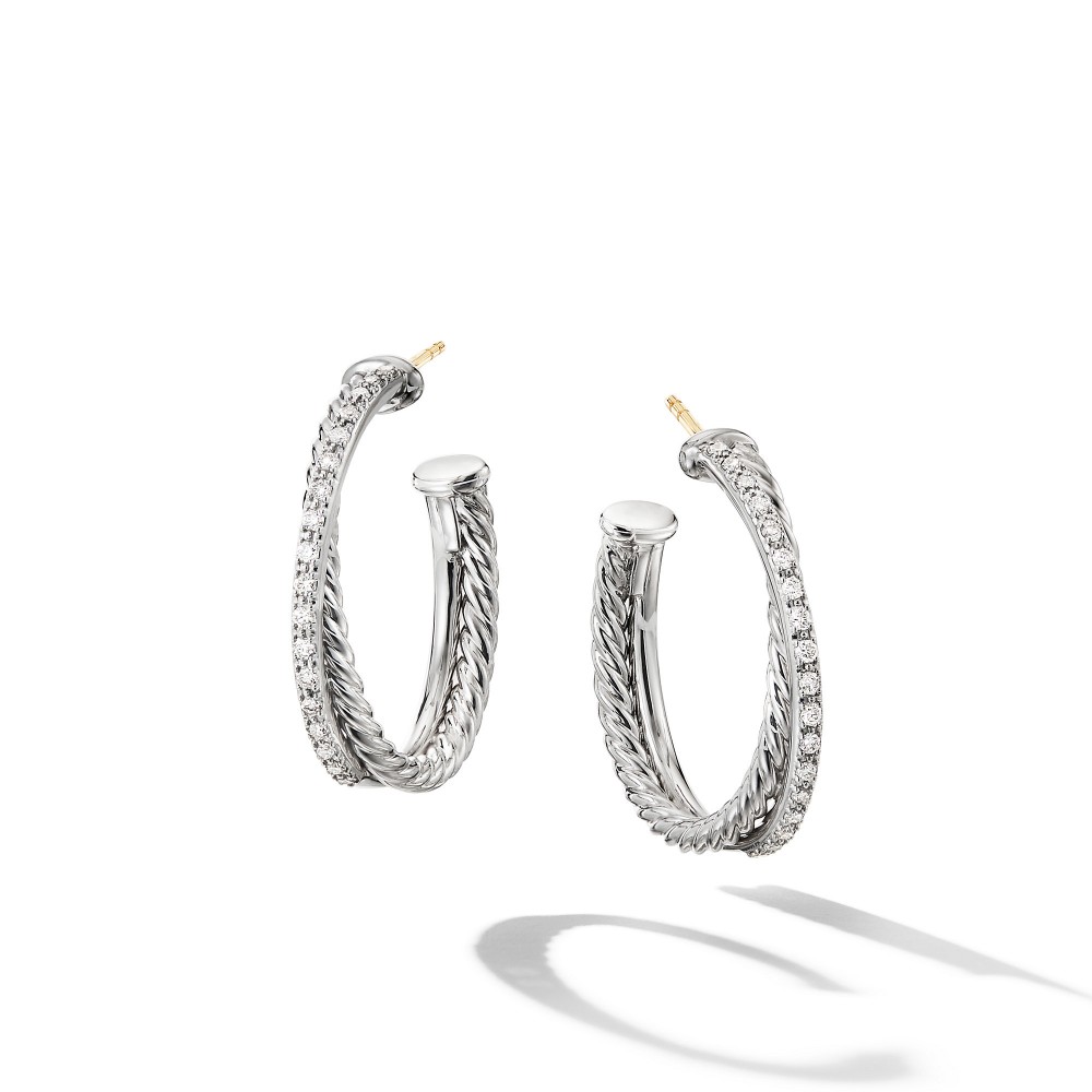 The Crossover Collection® Medium Hoop Earrings with Diamonds