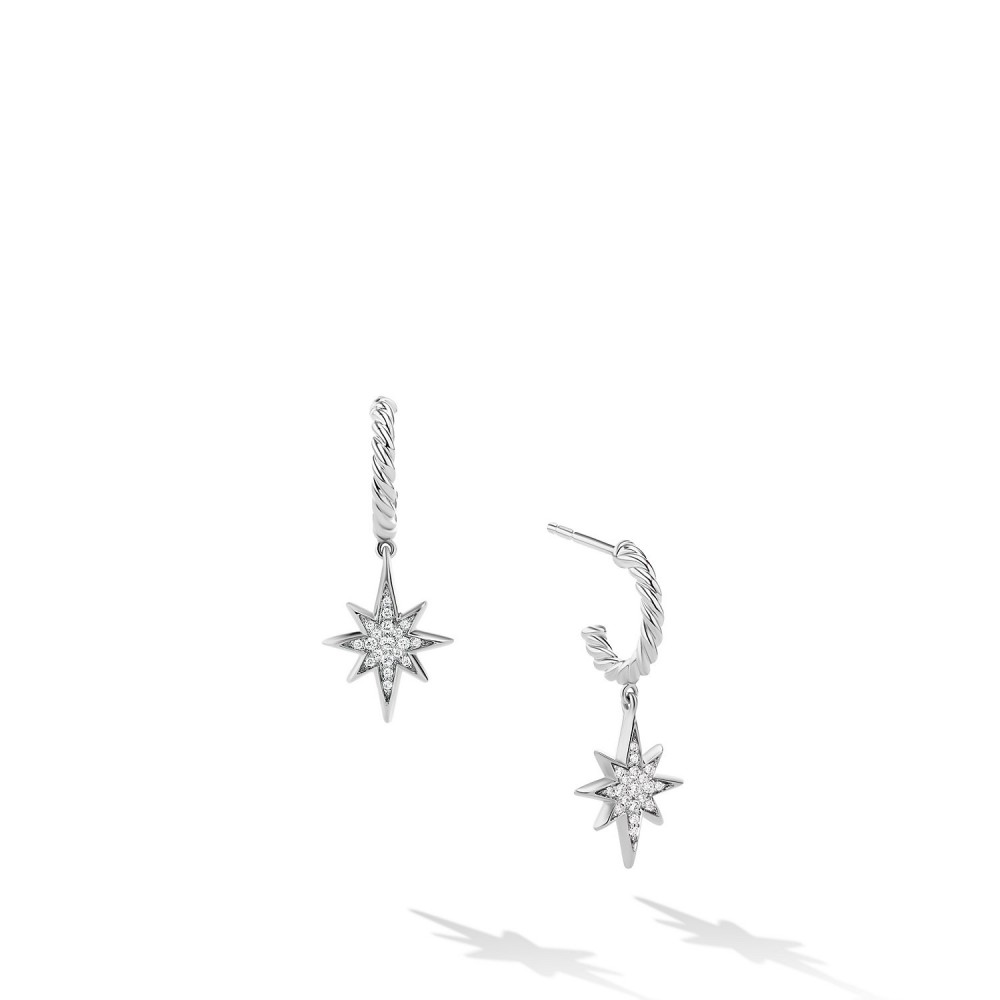Cable Collectibles® North Star Drop Earrings with Pave Diamonds