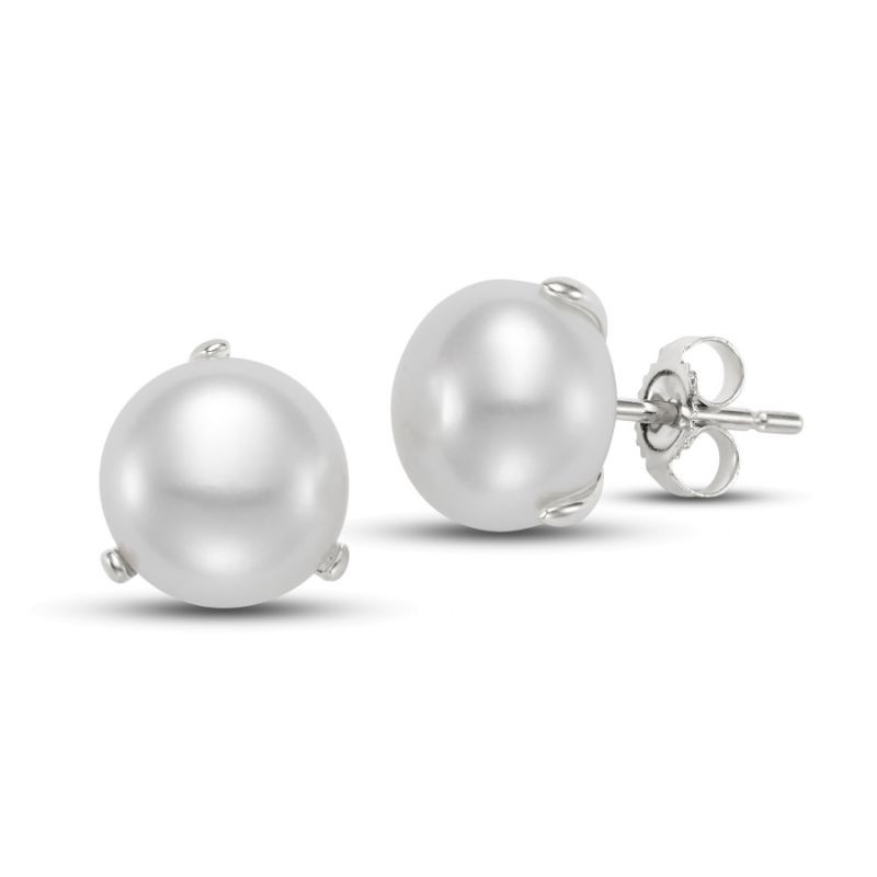 9.5-10mm Button  Pearl Earrings