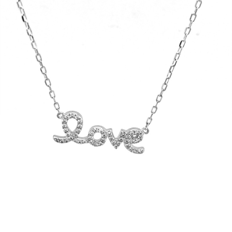 18K Diamond Love Pendant Necklace BY PD Collection