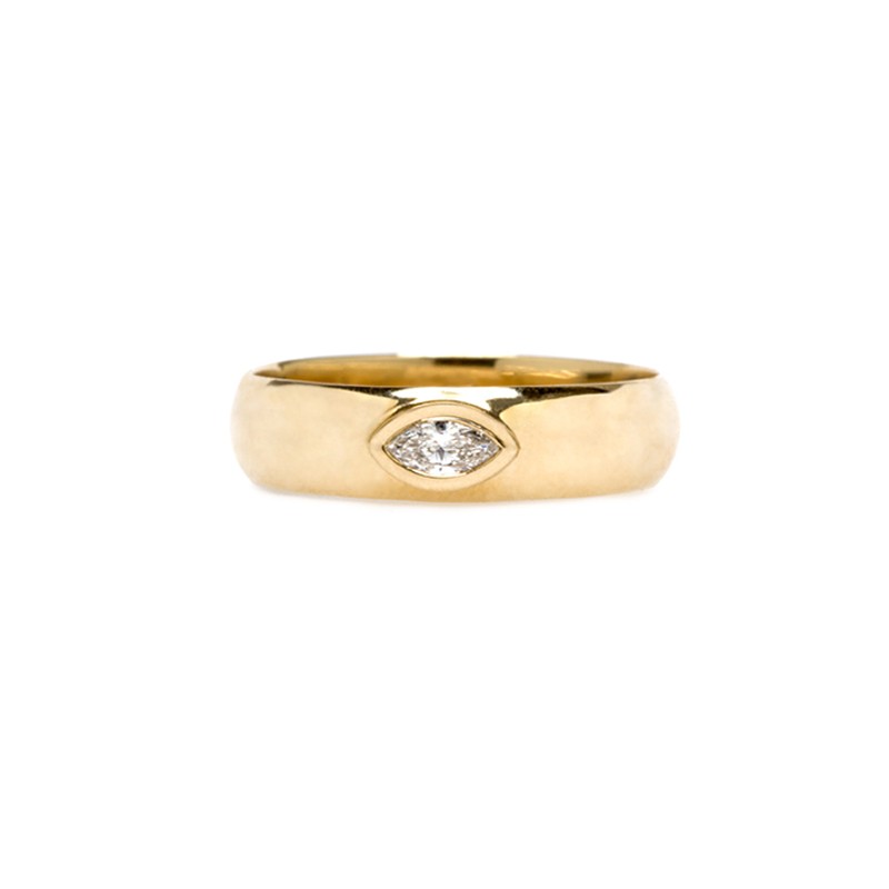 Zoe Chicco Half Round Ring With Marquise Diamond