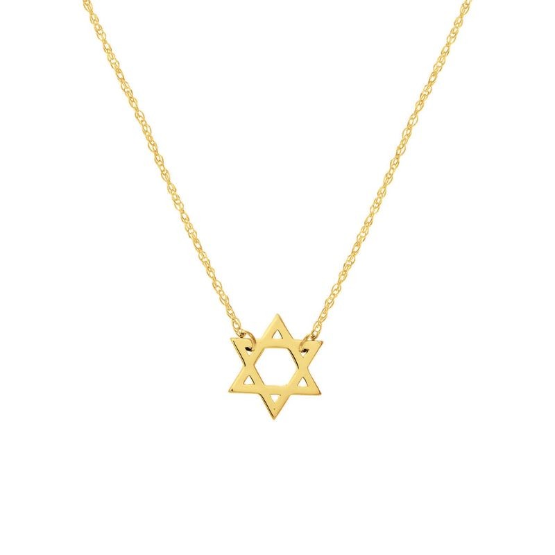 14K Yellow Gold Mini Star Of David Necklace By PD Collection