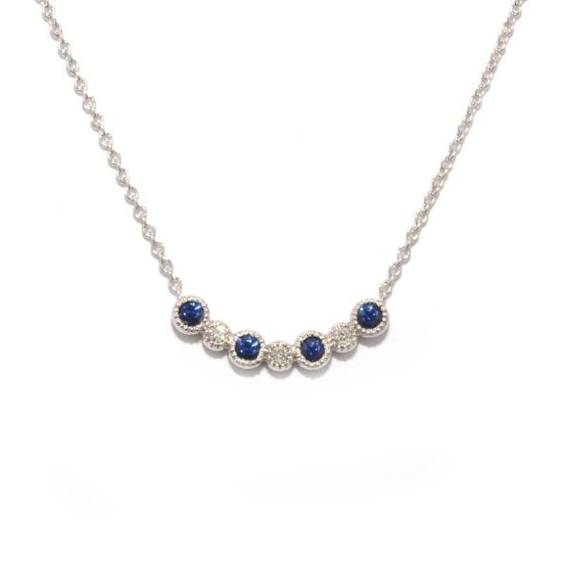 My Story White Gold Sapphire and Diamond Pendant Necklace