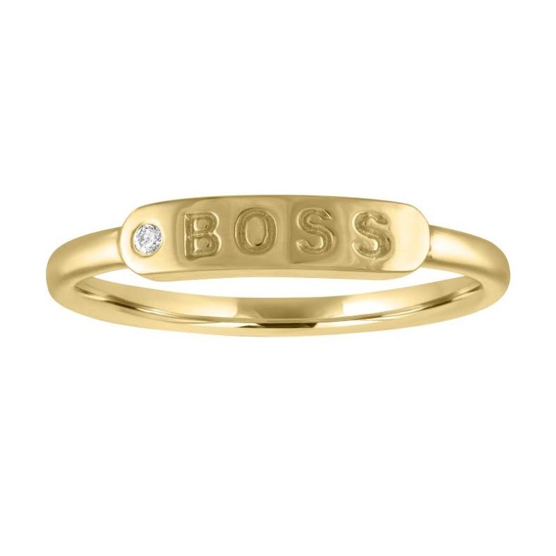 My Story Yellow Gold Boss Ring With Diamond