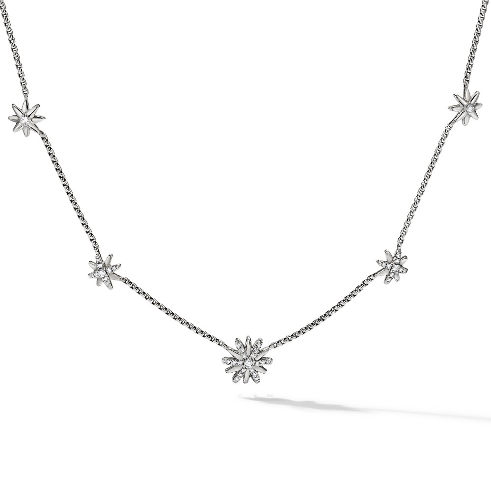 Starburst Station Chain Necklace with Diamonds