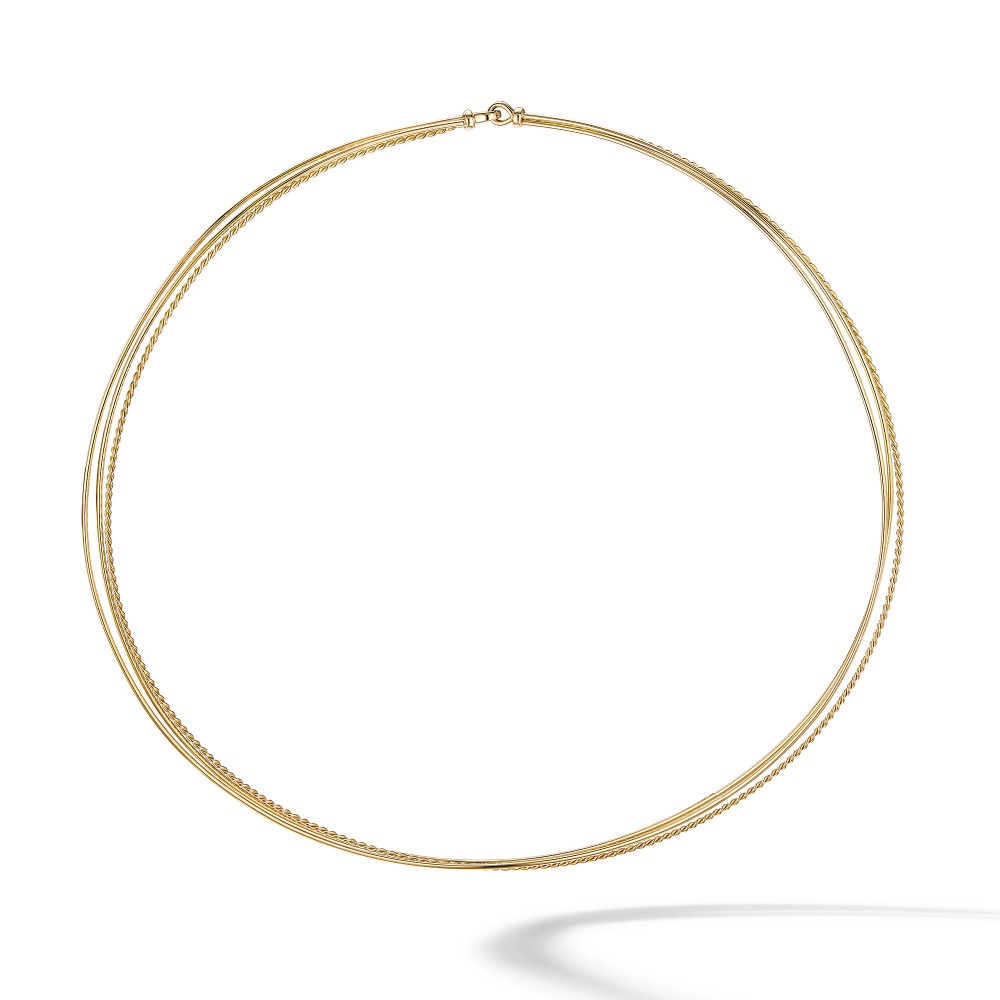 DY Elements Three-Row Hard Wire Necklace in 18K Yellow Gold