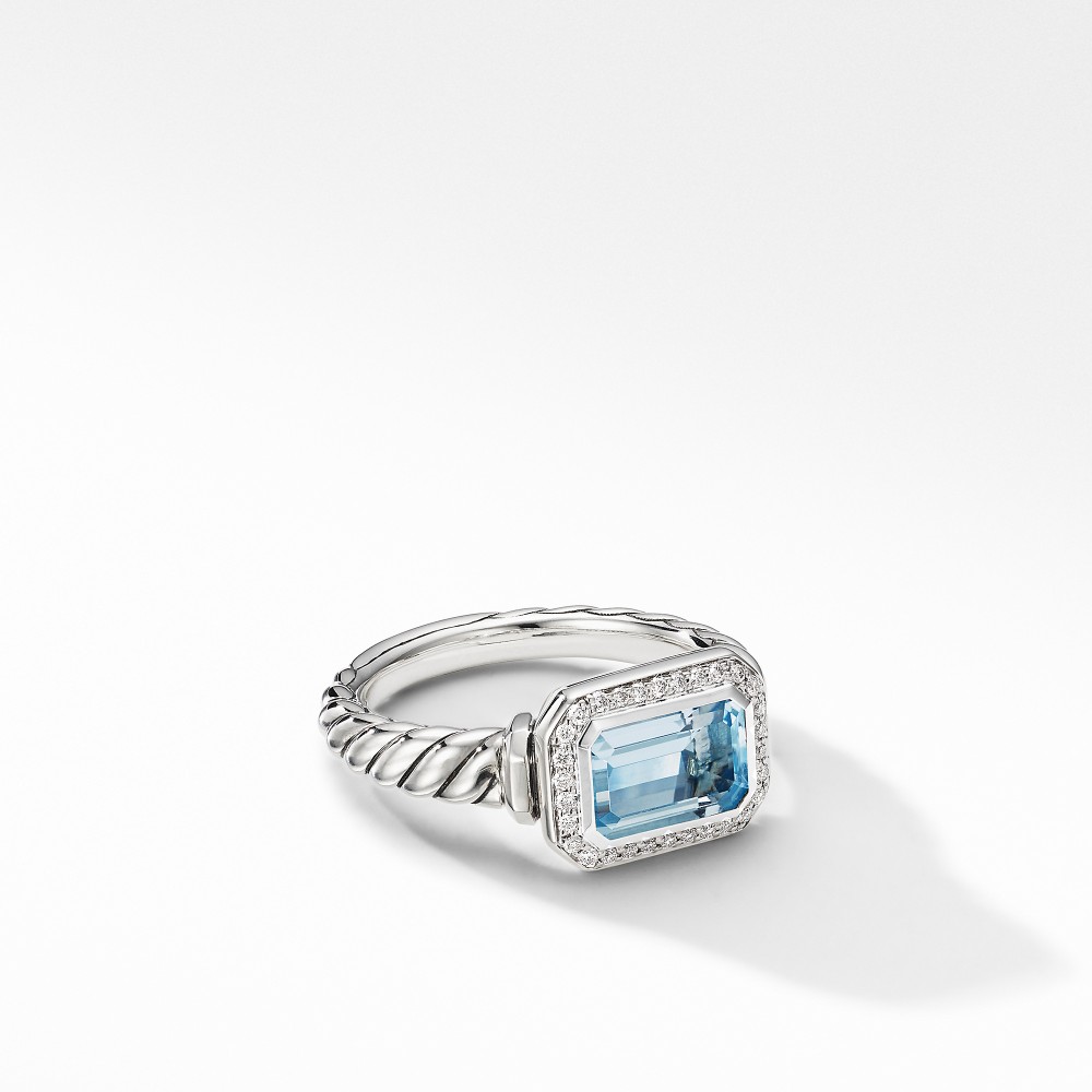 Novella Ring with Blue Topaz and Pave Diamonds