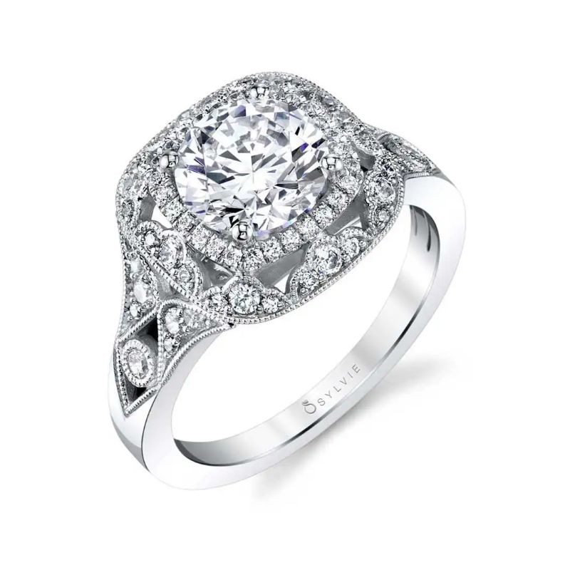 Sylvie Jade Vintage Inspired Engagement Ring