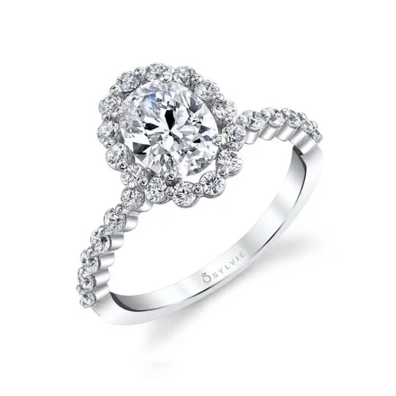 Sylvie Athena Oval Halo Engagement Ring