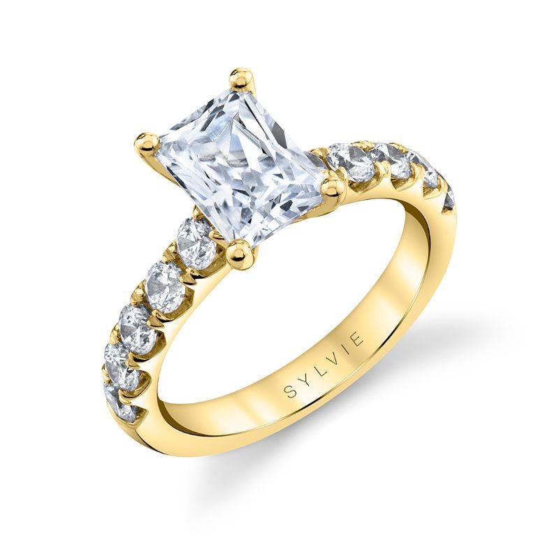 Radiant Cut Classic Wide Band Engagement Ring - Aloria