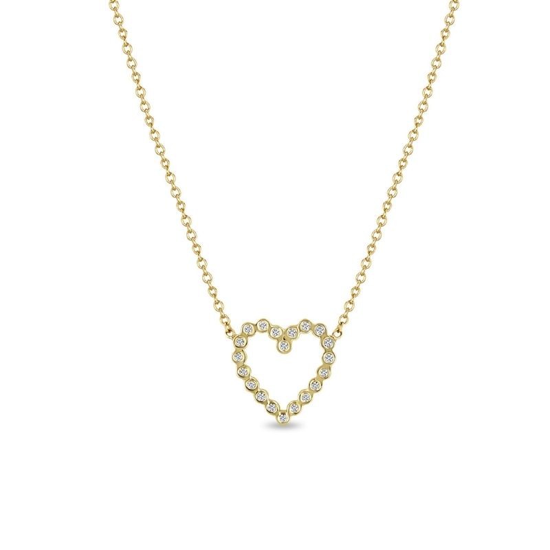 Zoe Chicco Small Diamond Bezel Heart Necklace