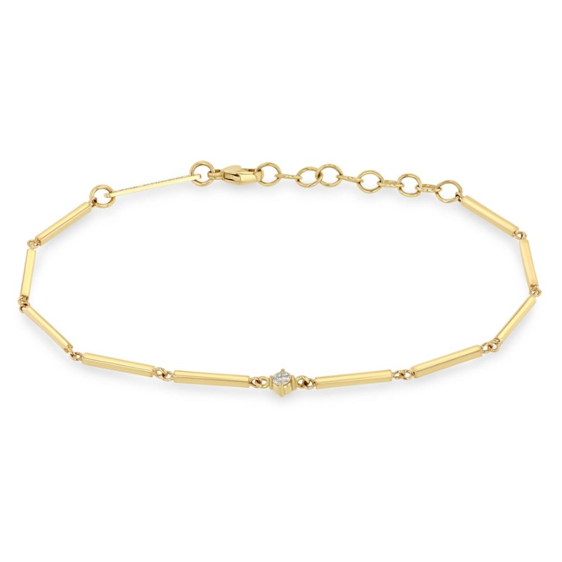 Zoe Chicco 14K Single Diamond Gold Linked Bar Bracelet