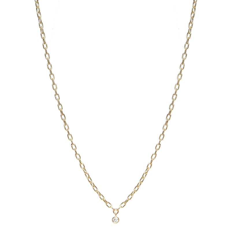 Zoe Chicco Small Square Oval Link Dangling Diamond Bezel Necklace