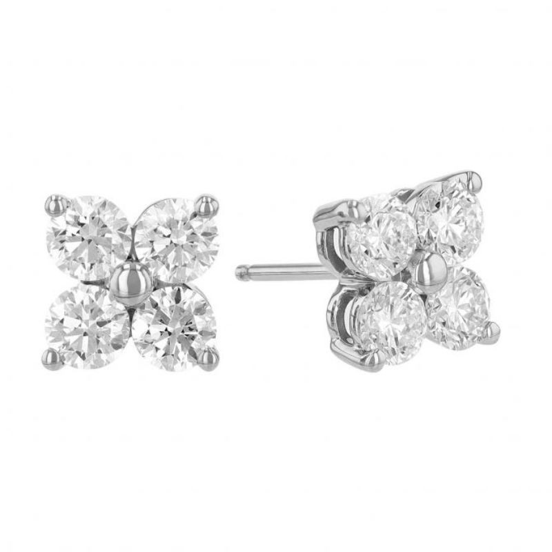 Providence Diamond Collection Four Stone Diamond Cluster Earrings