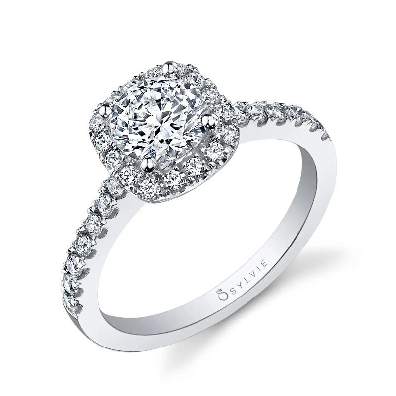 Sylvie Chantelle Round with Cushion Halo Engagement Ring
