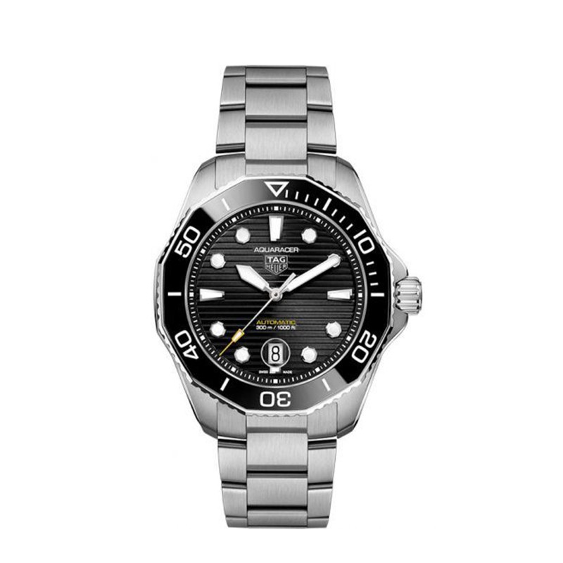 Tag Heuer Aquaracer Professional 300 steel 43mm black bezel black index dial on steel bracelet
