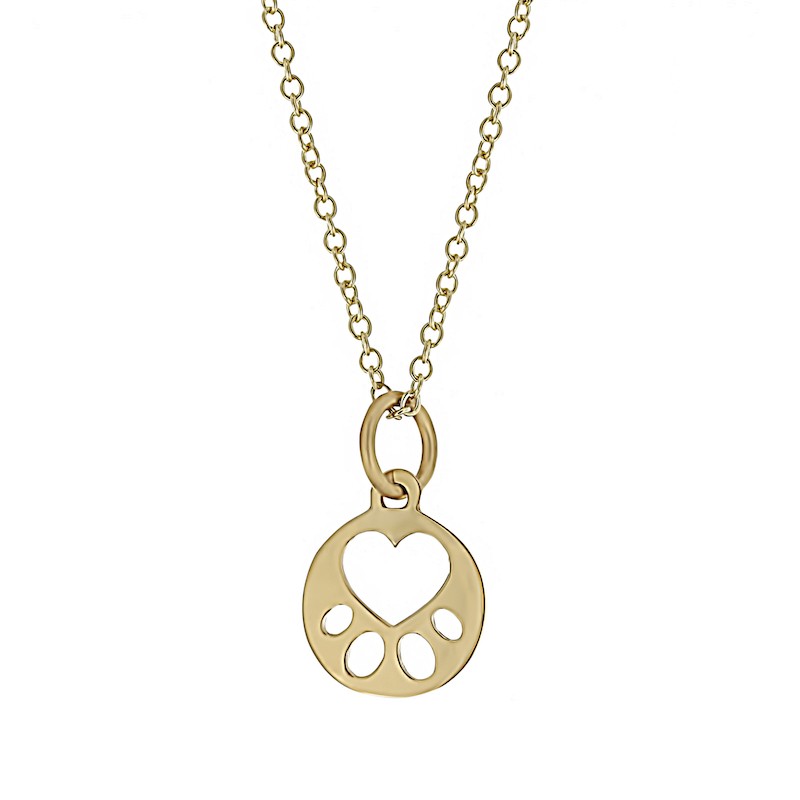 14K YELLOW GOLD MINI PAW NECKLACE 17 BY PAWS FOR A CAUSE