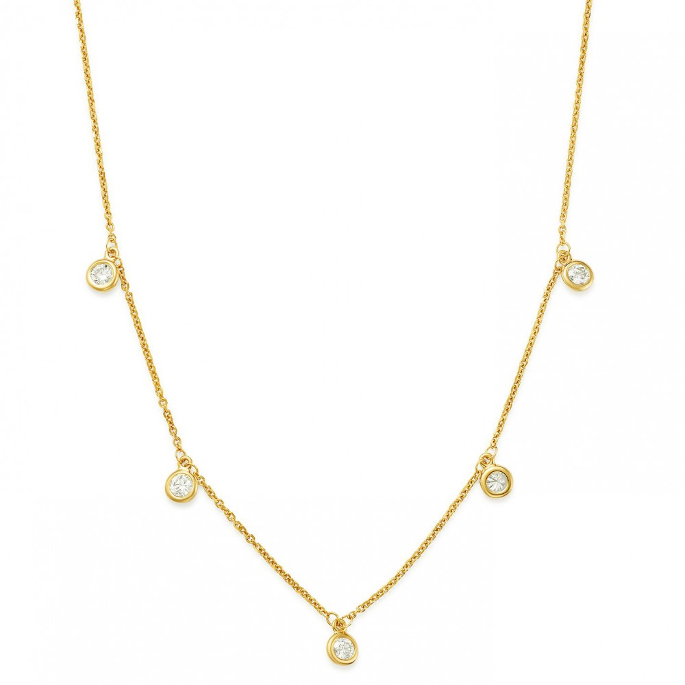 5 Stone Diamond Drop Necklace