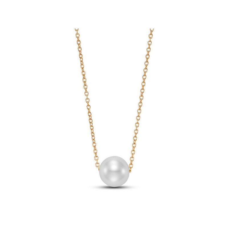 14k Floating Pearl Pendant Necklace BY PD Collection