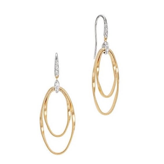 Marco Bicego 18K Yellow Gold and Diamond Double Concentric Hook Earrings