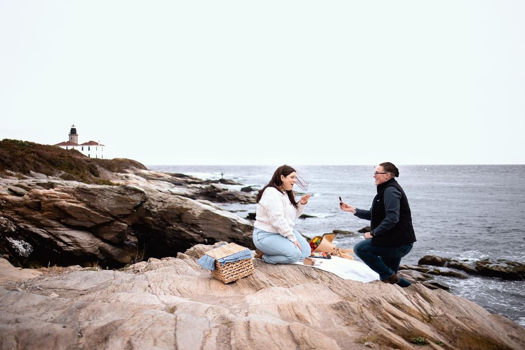 Kimberly & Sarah: Beavertail Lighthouse Proposal