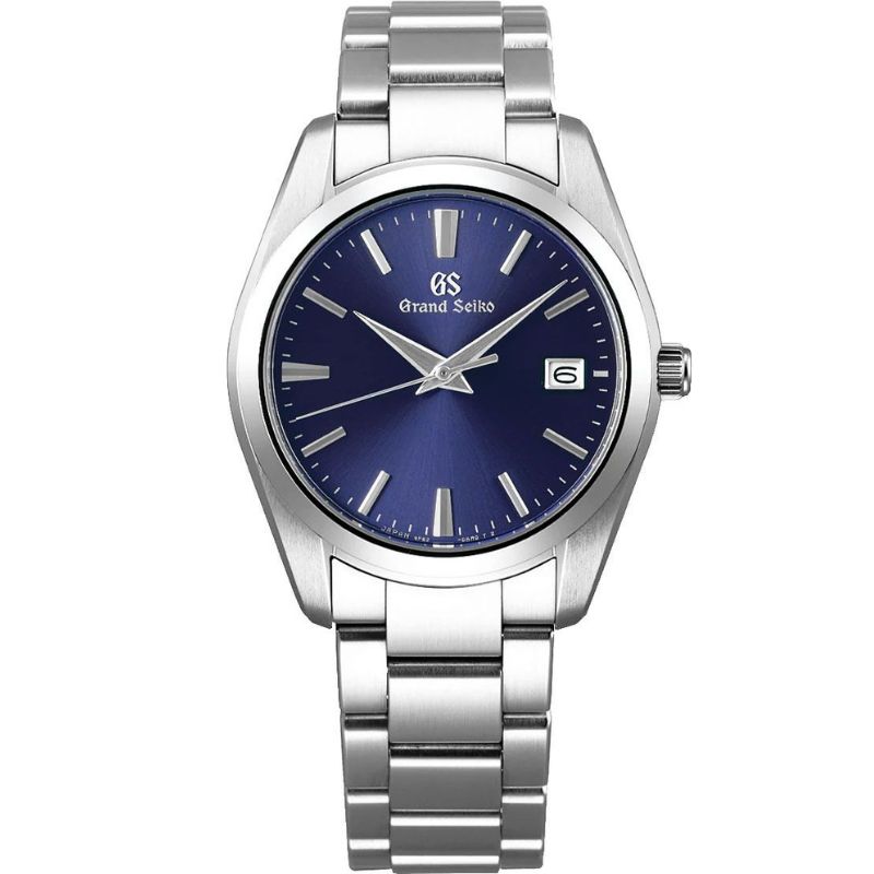 37mm Heritage Collection Quartz Movement In Stainless Steel With A Blue Dial And Smooth Bezel On A Three Linke Bracelet, Grand Seiko Timepiece