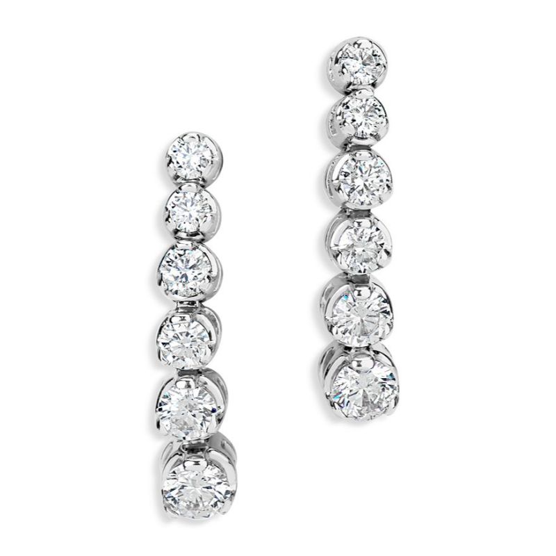 14K Graduated Diamond Drop Stud Earrings By PD Collection - PDKA-E350-75-W