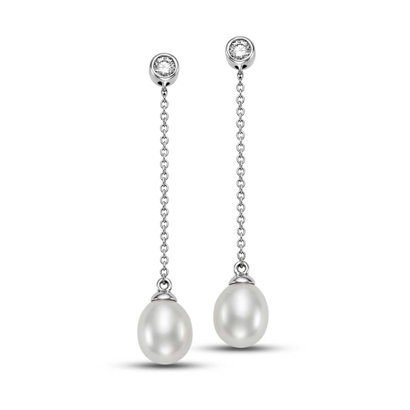 PD Collection 14K Diamond and Pearl Drop Earrings PDMAGE09010W