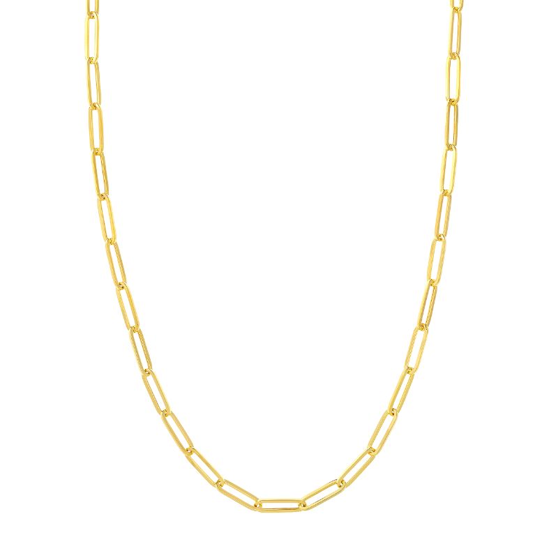 14K Yellow-White Paper Clip Chain Necklace with Diamond Stations